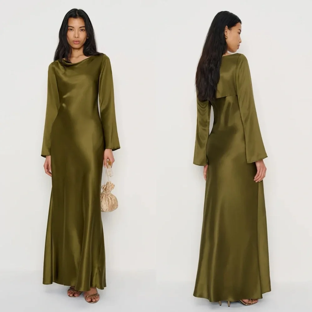 REFORMATION NWT Pike Silk Maxi Dress in Moss - Picture 1 of 14